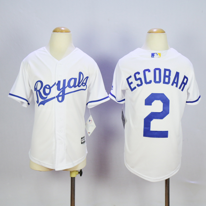 Youth Kansas City Royals #2 Eacobar White MLB Jerseys->youth mlb jersey->Youth Jersey
